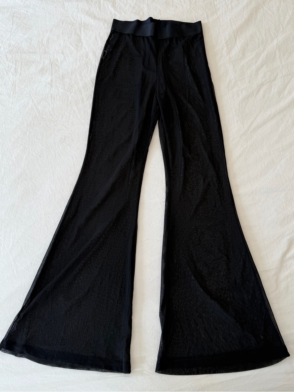 Black Sheer Mesh Flared Pants
